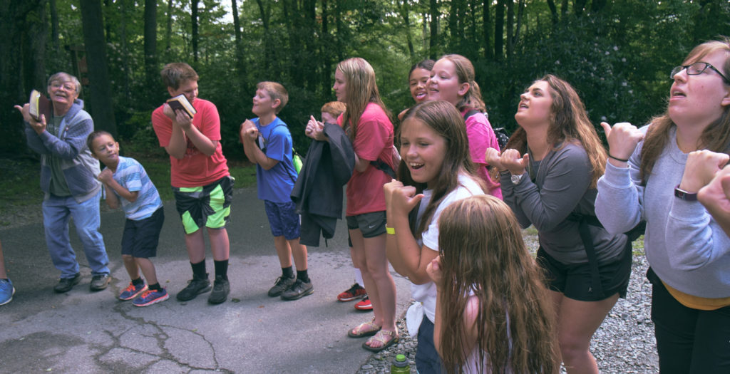 Campers and leaders singing a favorite.